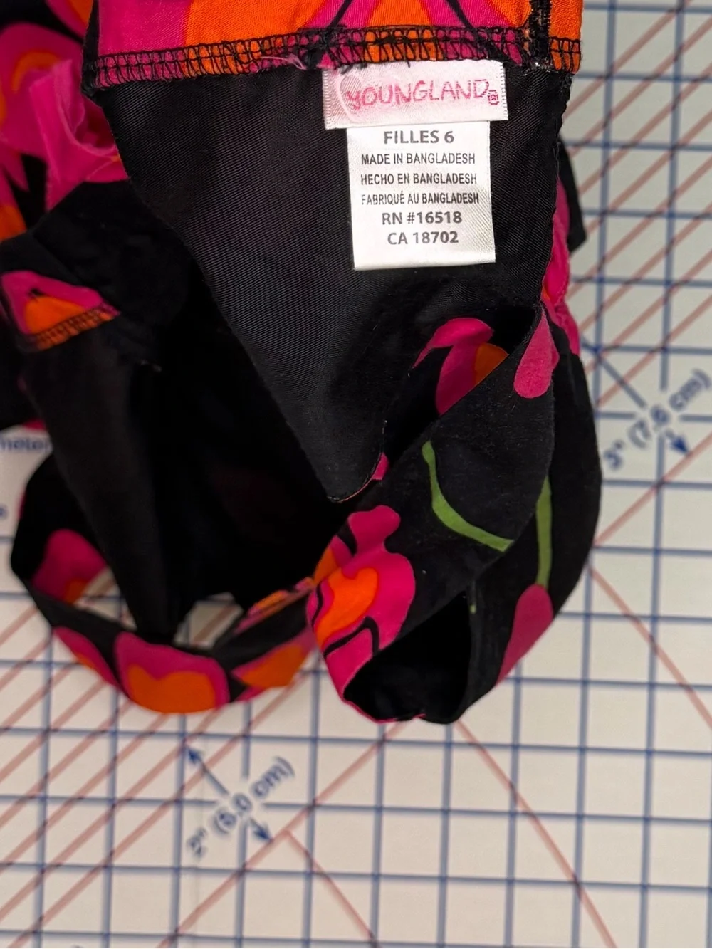 Youngland Black Dress with Pink and Orange Floral Print - Picture 3 of 3